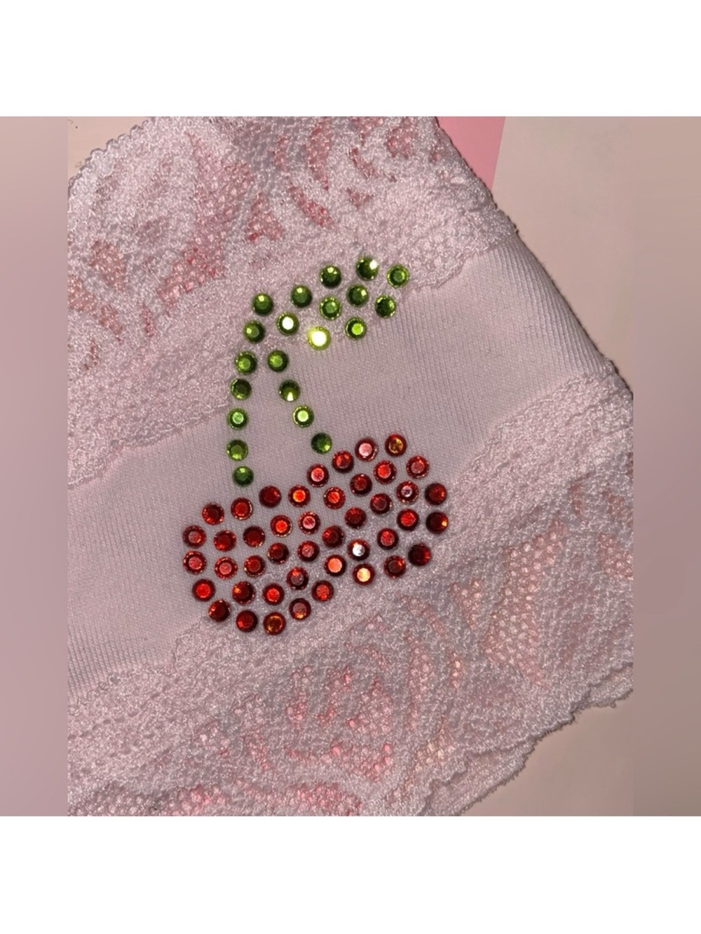 New PINK bling Cheekster pink panties Victoria's Secret Cotton lace bling cherry